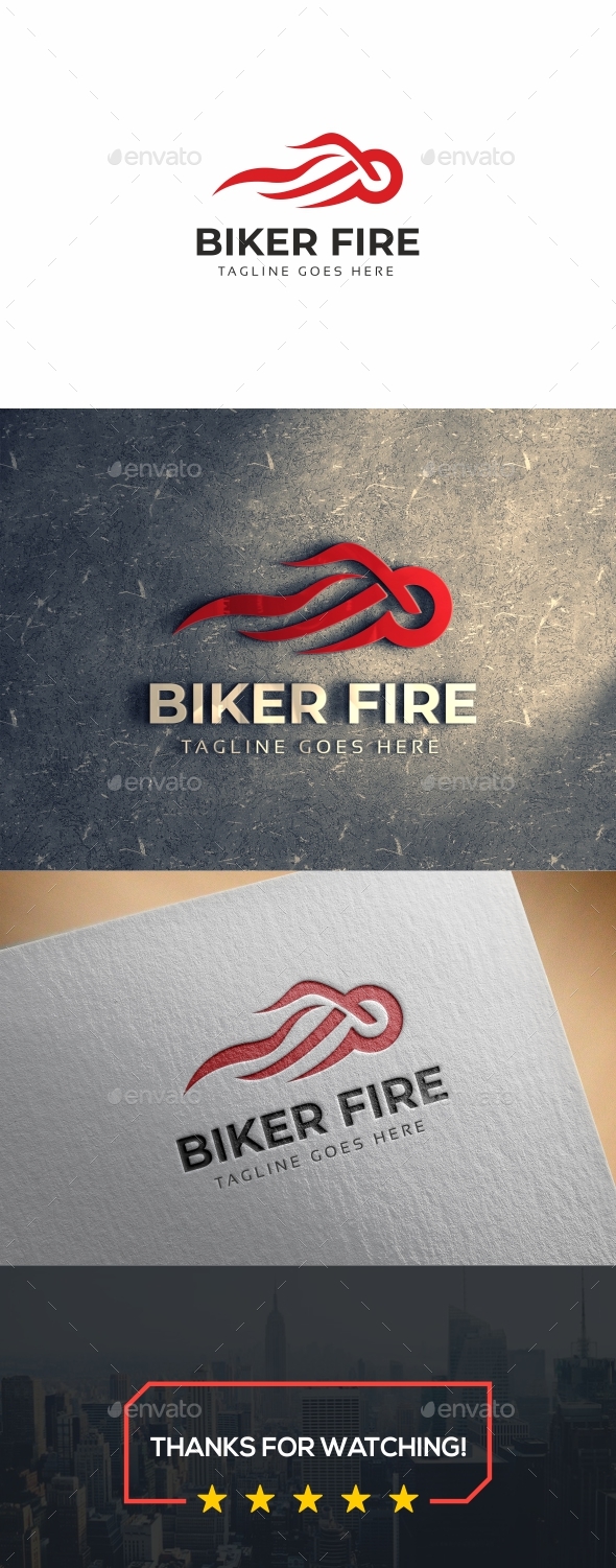 Biker Fire Logo - Symbols Logo Templates