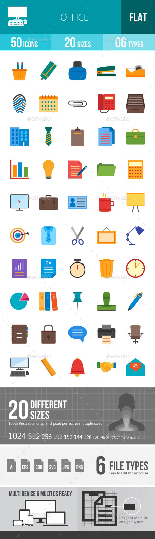 Office Flat Multicolor Icons - Icons