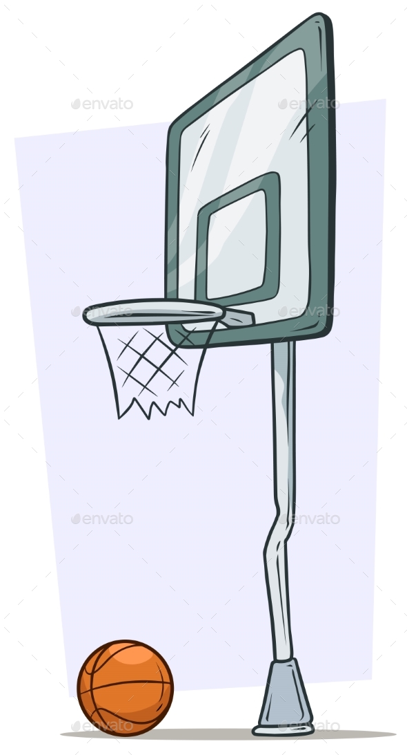 Cartoon Street Basketball Hoop and Orange Ball by GB_Art | GraphicRiver