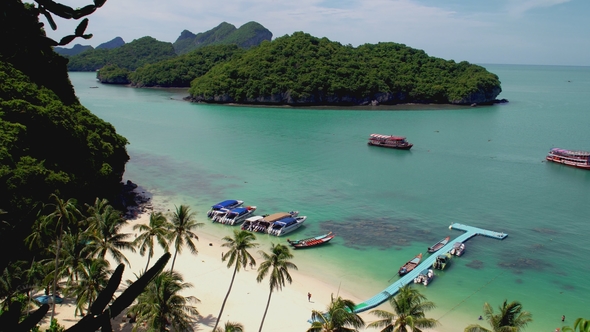 Tropical Islands at Angthong National Marine Park in Thailand, Stock