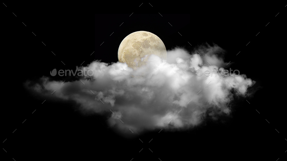 Clouds with moon on black background Stock Photo by sommai | PhotoDune