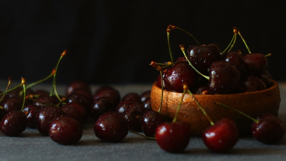 Sweet Fresh Cherries with Dew Drops alt