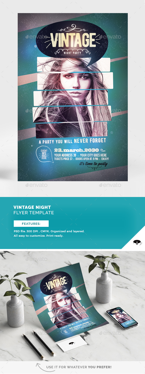 Vintage Night Flyer Template - Flyers Print Templates