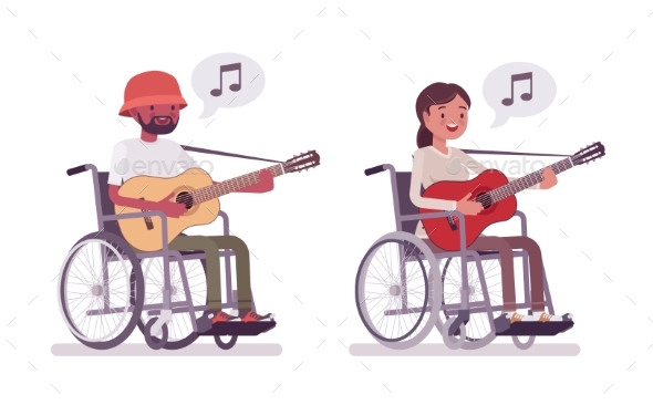 Male and Female Young Wheelchair User Playing - Health/Medicine Conceptual