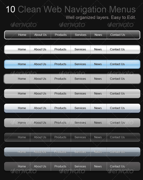 10 CLEAN Web Navigation Menus - Web Elements