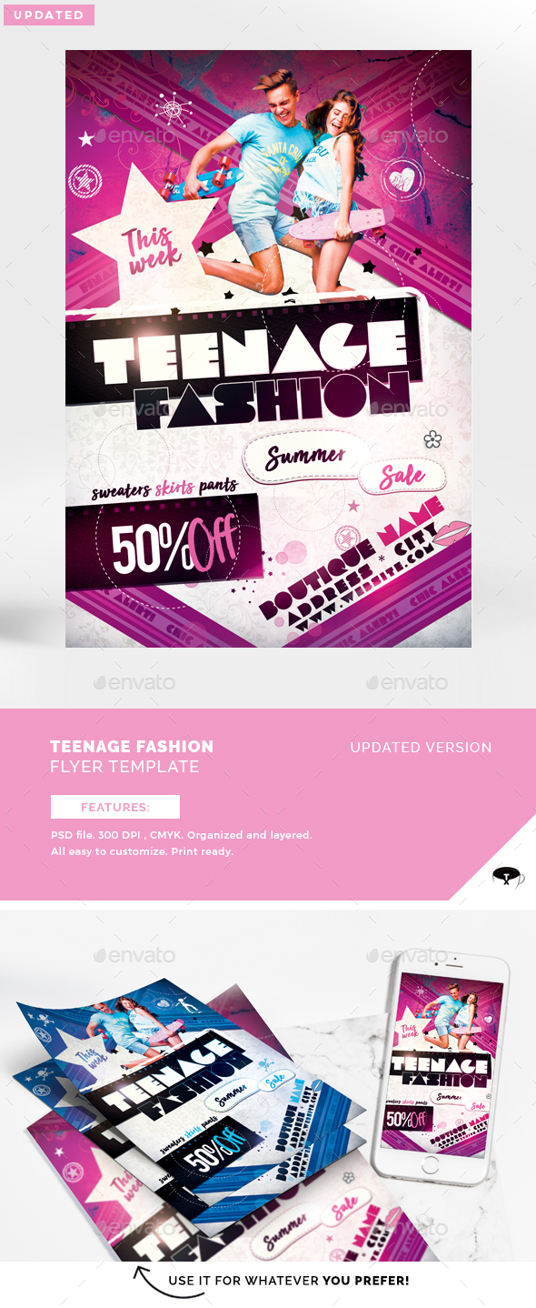 Teenage Fashion Flyer Template - Clubs & Parties Events