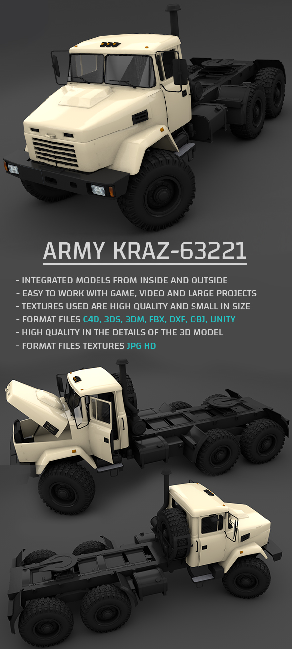 Army KRAZ-63221 3D - 3Docean 22239006