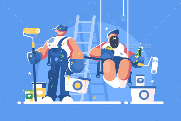 Brigade of Painters with Buckets and Rollers - People Characters