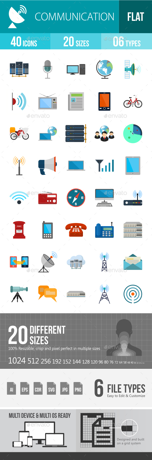 Communication Flat Multicolor Icons - Icons