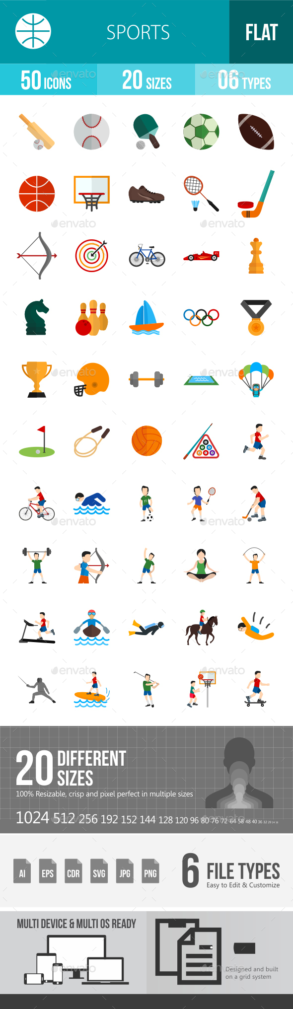 Sports Flat Multicolor Icons - Icons