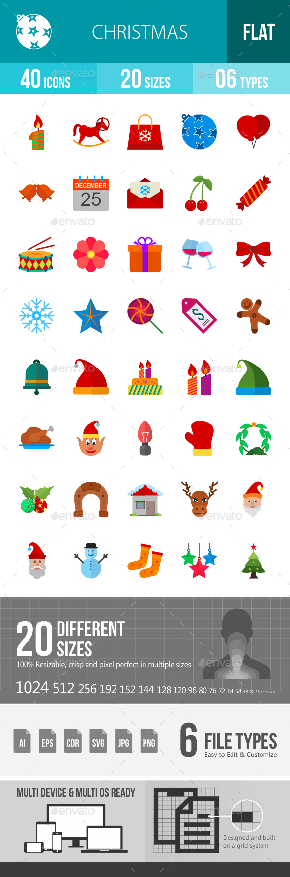 Christmas Flat Multicolor Icons - Icons