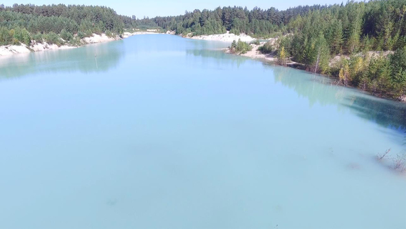 Milk-blue lake and forest