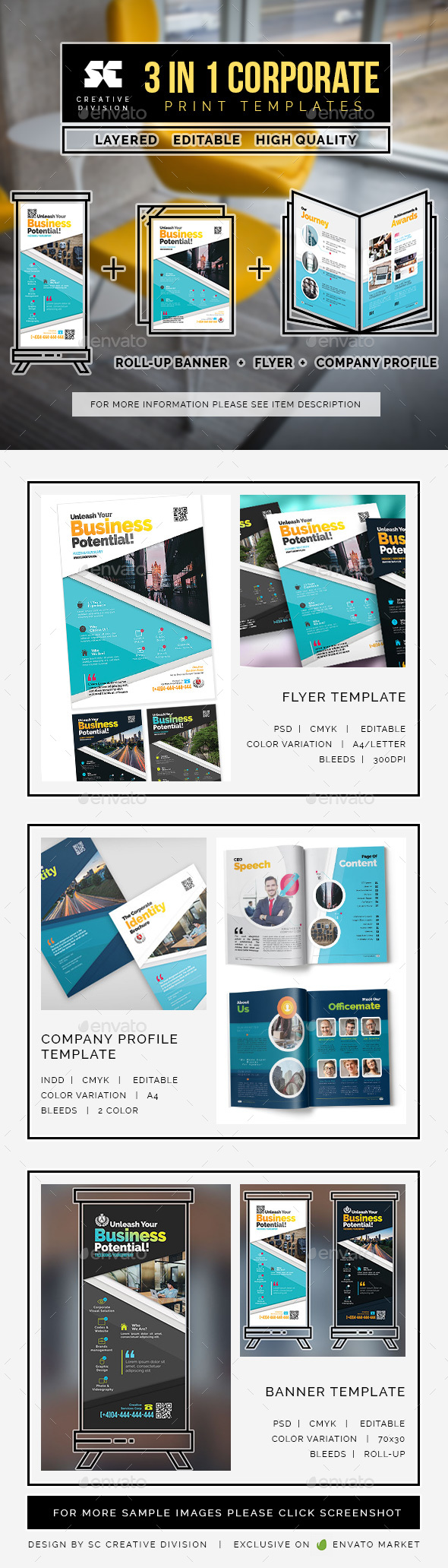 Corporate Bundle 3 In 1 - Miscellaneous Print Templates
