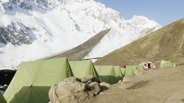 Darmasala Tent Camp on Larke Pass, 4500m Altitude. Manaslu Circuit Trek alt
