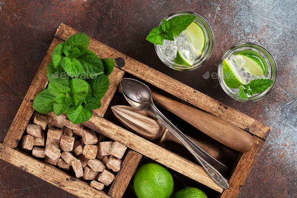 Mojito cocktail ingredients box Stock Photo by karandaev | PhotoDune