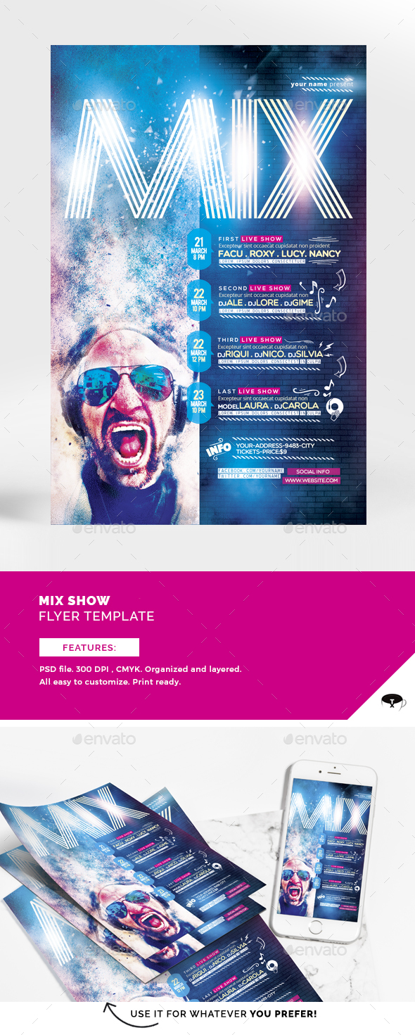 Mix Show Flyer Template - Flyers Print Templates