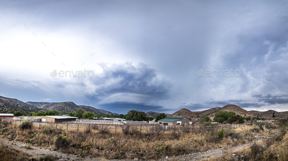 Tornado Supercell in Oklahoma over small town - Stock Photo - Images
