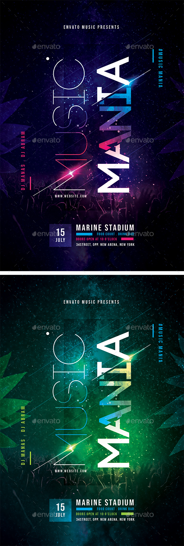 Creative Music Mania Party Flyer - Clubs & Parties Events