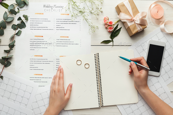 Bridal background with planner checklist - Stock Photo - Images