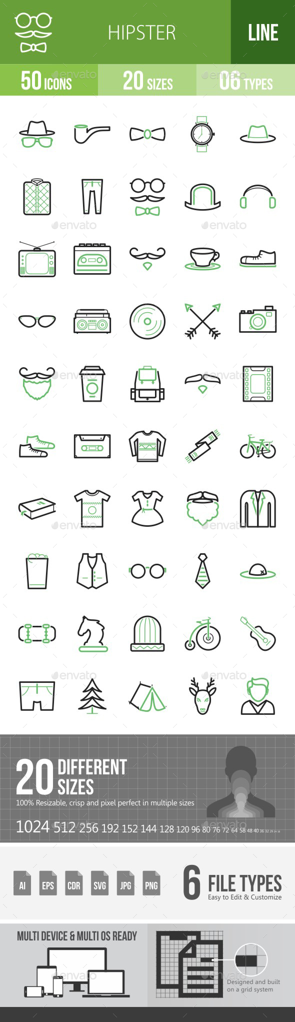 Hipster Green & Black Icons - Icons