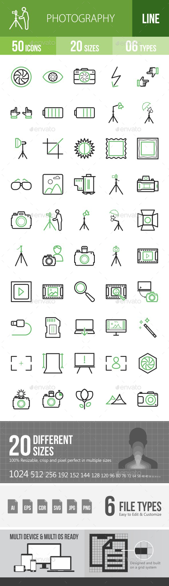 Photography Green & Black Icons - Icons