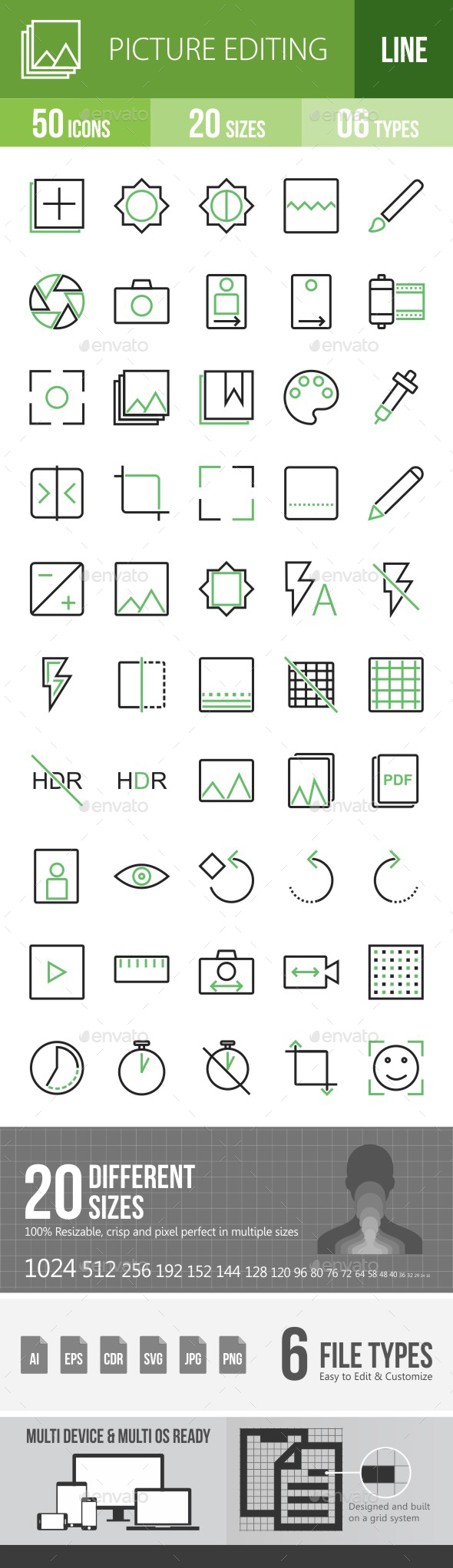 Picture Editing Green & Black Icons - Icons