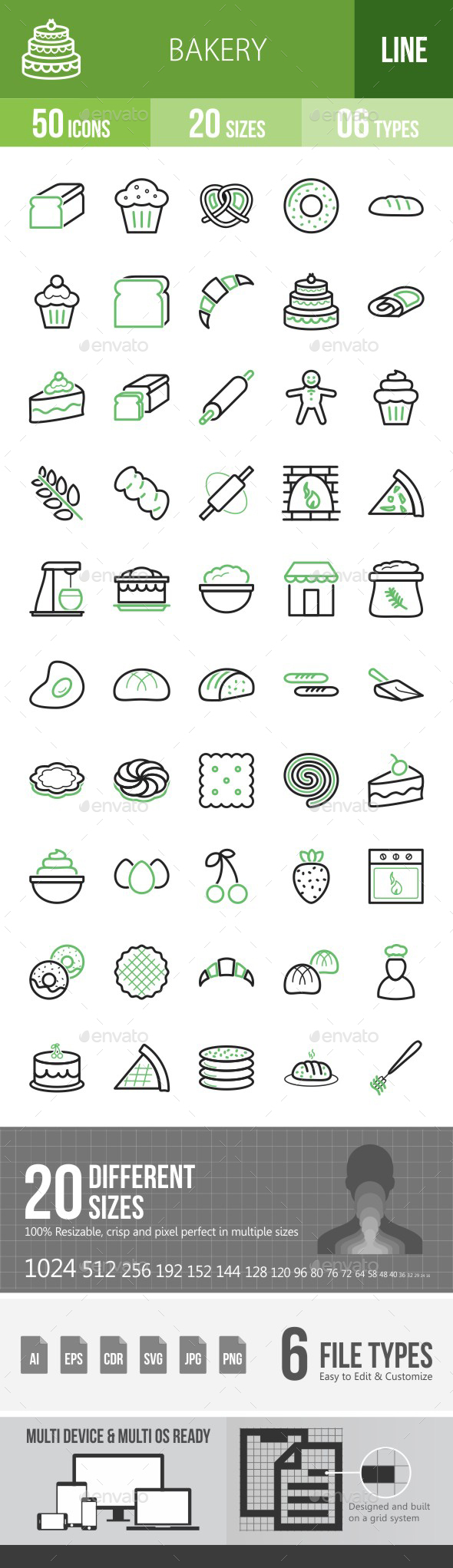 Bakery Green & Black Icons - Icons