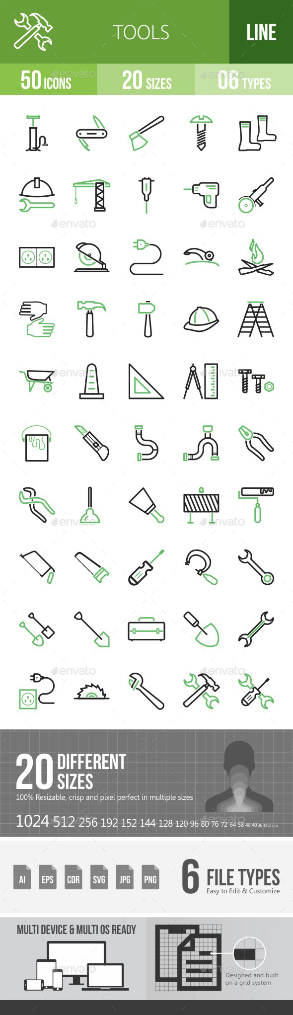 Tools Green & Black Icons - Icons