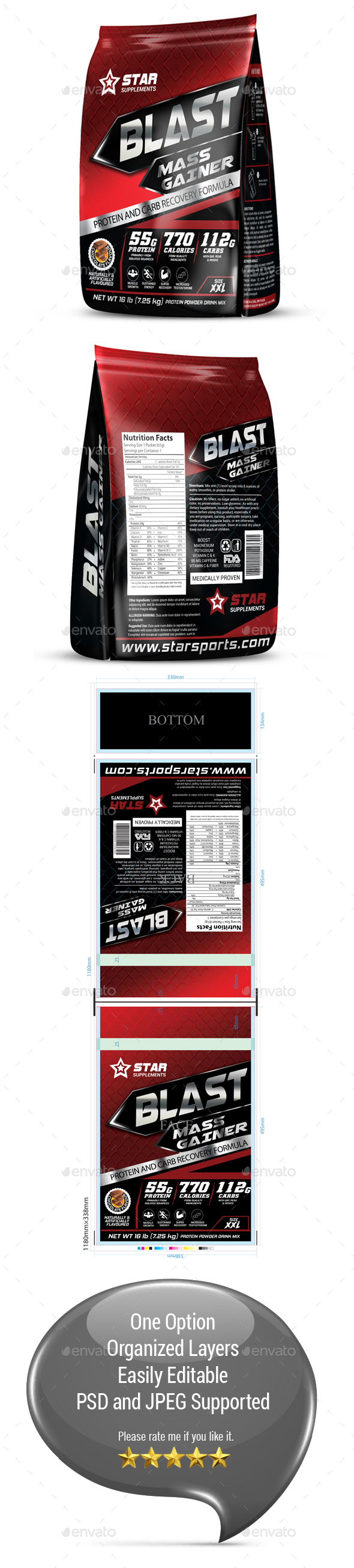 Protein Supplement Packaging Template Vol-37 - Packaging Print Templates