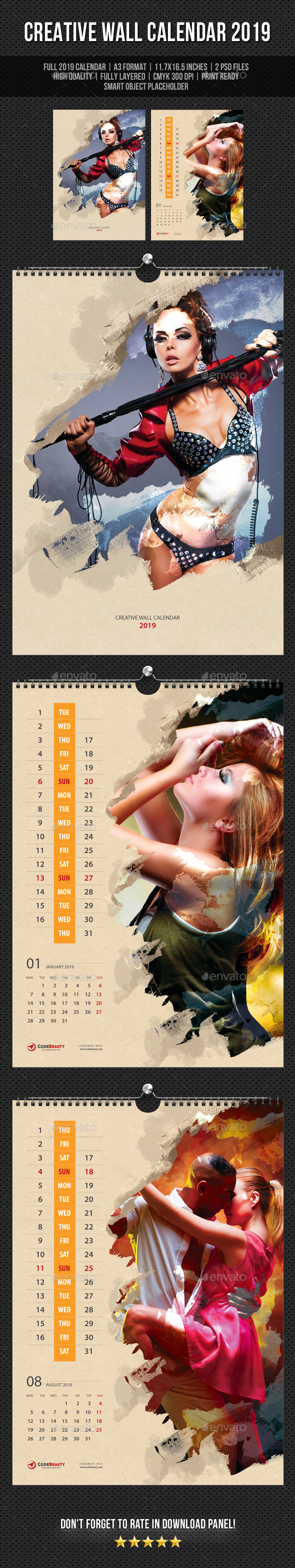 Creative Wall Calendar 2019 V13 - Calendars Stationery