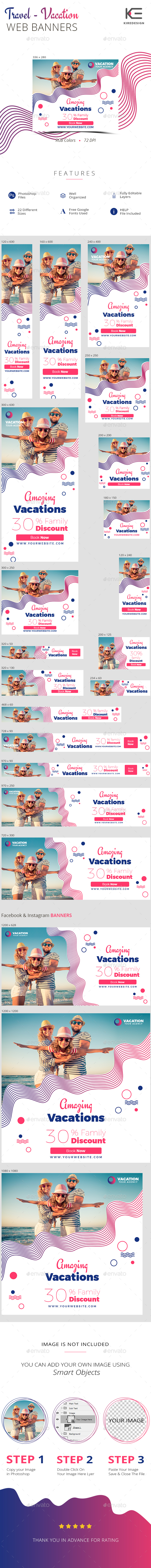 Travel - Vacation Web Banners - Banners & Ads Web Elements