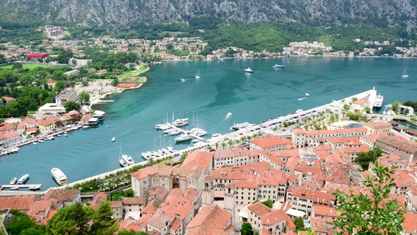 View of Kotor Old Town From Lovcen Mountain in Kotor, Montenegro. Kotor Is Part of the Unesco World