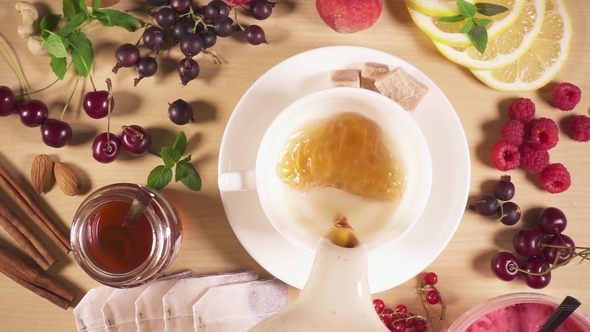 Tea Is Poured Into a Cup