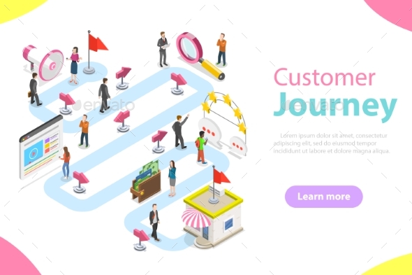 Customer Journey Flat Isometric Vector. - Computers Technology