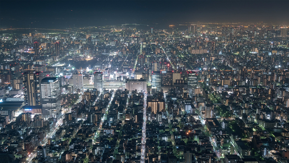 Tokyo Japan Timelapse The South of Tokyo at Night from the Sky Tree ...