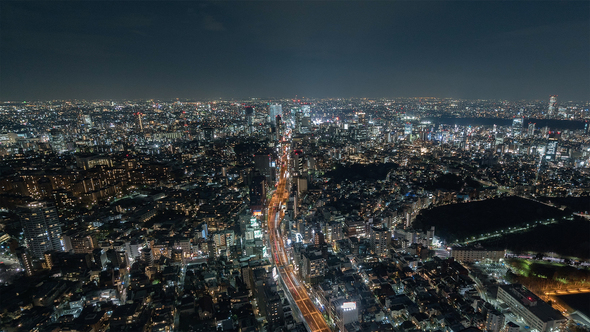 Tokyo, Japan, Timelapse  - Tokyo's skyline from day to night from the Mori Museum Wide Angle alt