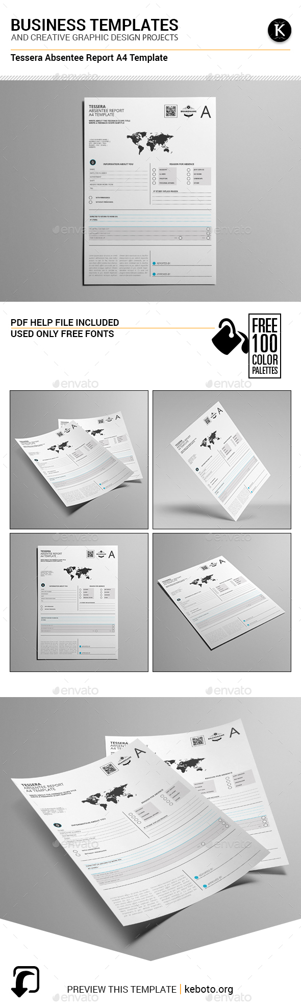 Tessera Absentee Report A4 Template - Miscellaneous Print Templates