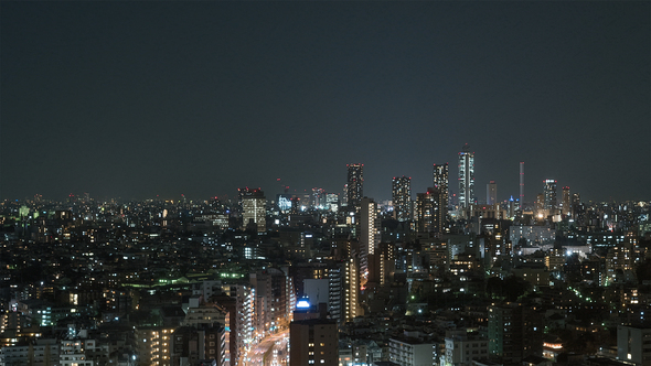 Tokyo, Japan, Timelapse  - Tokyo s city traffic at Night from the Bunkyo Civic Center