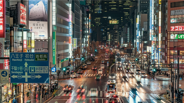 Tokyo Japan Timelapse Shinjuku's Streets at Night