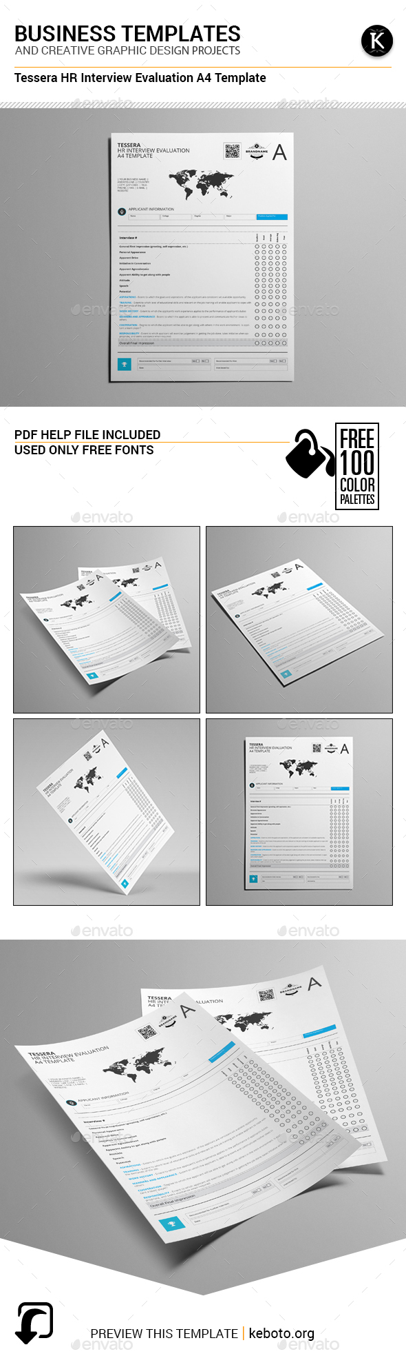 Tessera HR Interview Evaluation A4 Template - Miscellaneous Print Templates