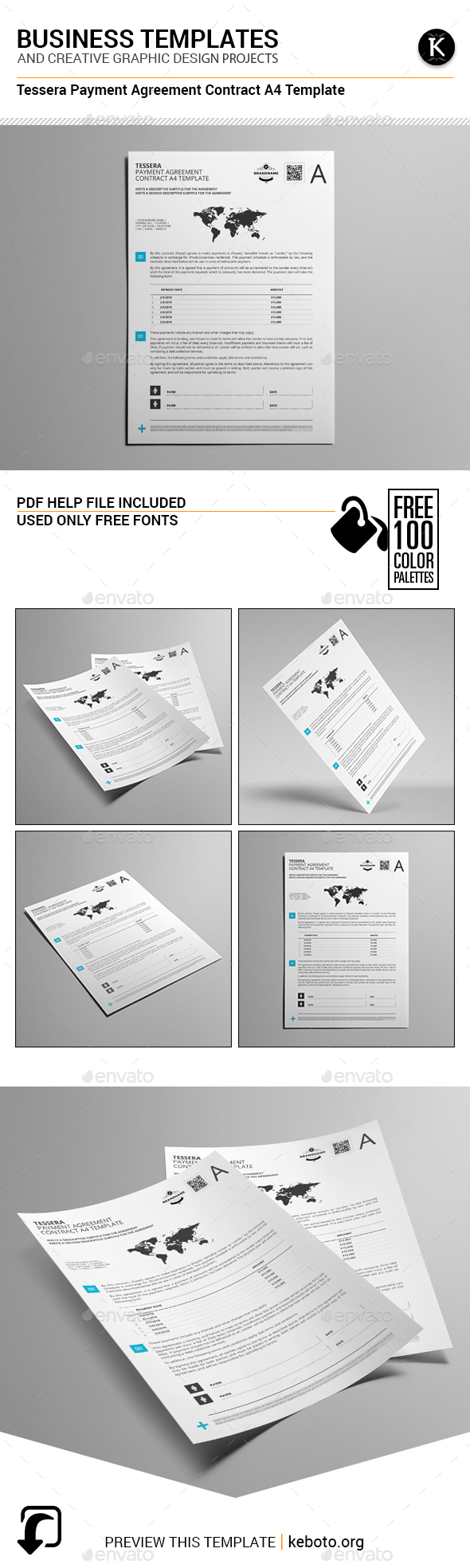 Tessera Payment Agreement Contract A4 Template - Miscellaneous Print Templates