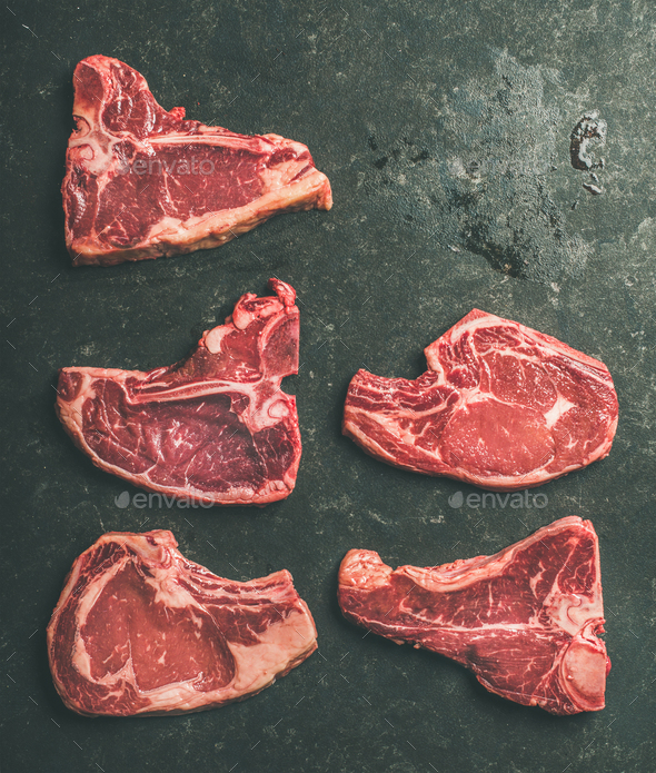 Raw beef meat steak cuts - Stock Photo - Images