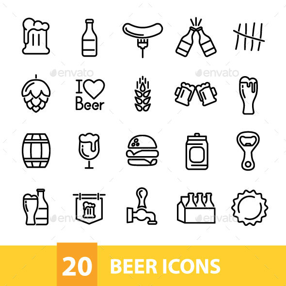 Download 20 Beer Icons By Marusdesign Graphicriver PSD Mockup Templates