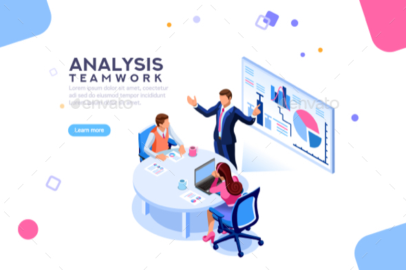 Consulting Team Flat Isometric Banner - Concepts Business