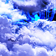 Flying Through Abstract Blue and White Clouds with Mysterious Planet on Background - VideoHive Item for Sale