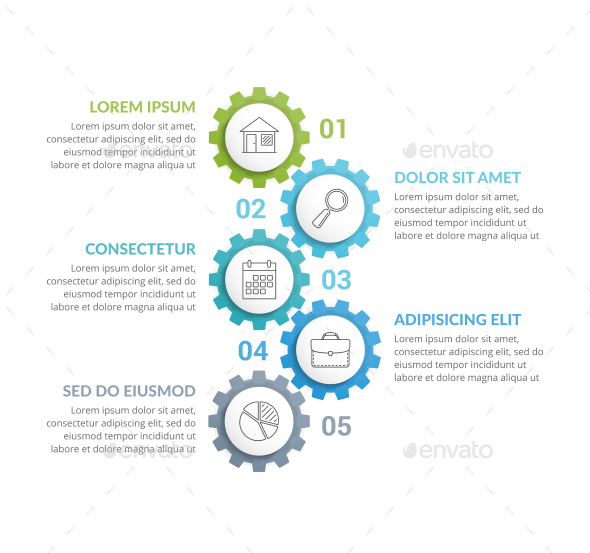Infographic Template with 5 Gears - Infographics
