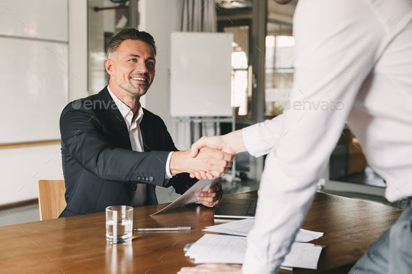 Business, career and placement concept - satisfied director man - Stock Photo - Images