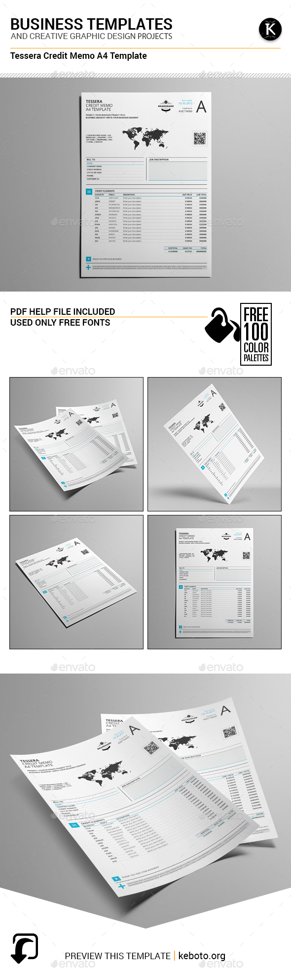 Tessera Credit Memo A4 Template - Miscellaneous Print Templates