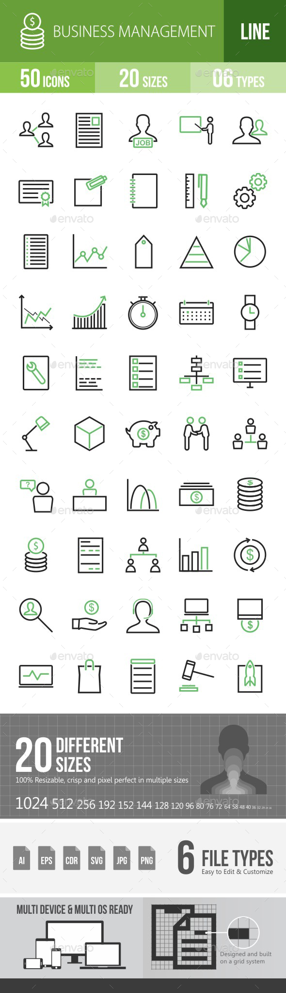 Business Management Green & Black Icons - Icons