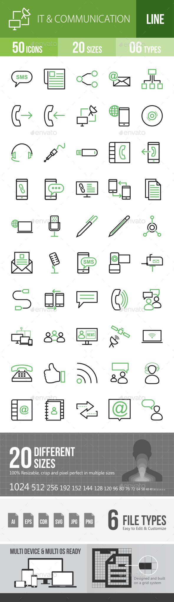 IT & Communication Green & Black Icons - Icons